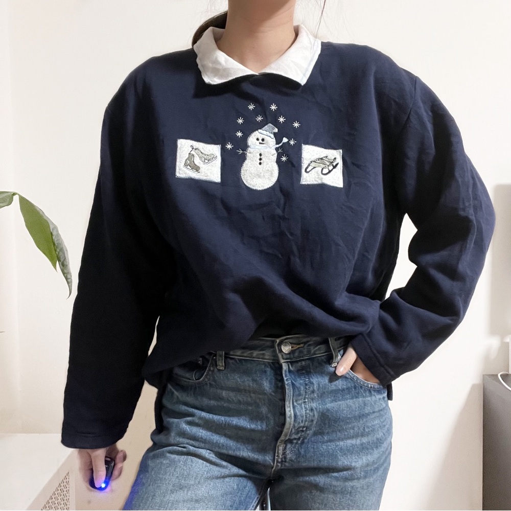 Vintage Navy Snowman Christmas Sweatshirt